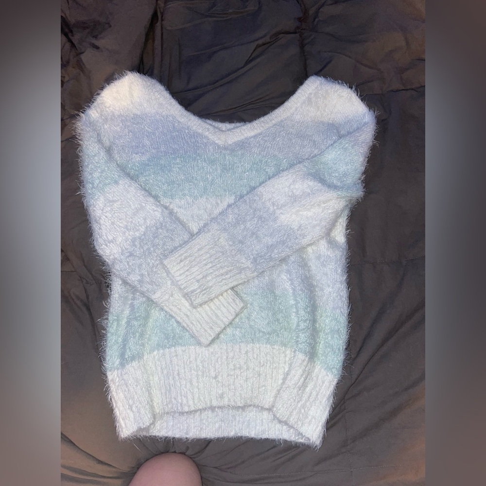 fuzzy striped sweater